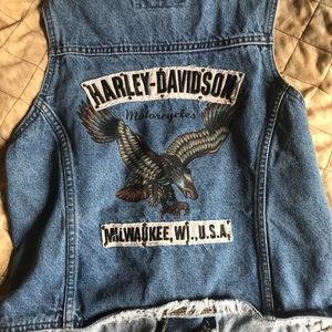 Vintage Harley Davidson denim vest